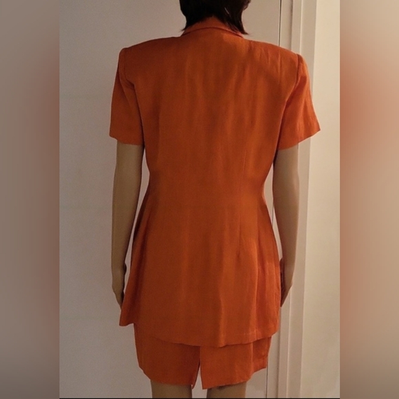 Vintage Linen-blend Farouche Lori Weidner Dress-Suit / Sz 8 / Orange, Rust-Brown - Picture 6 of 16